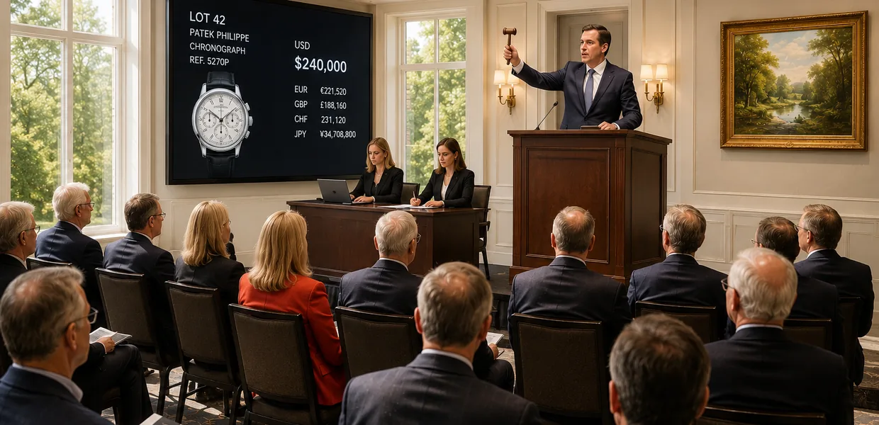 Private dealer auction — global market competition for luxury watches